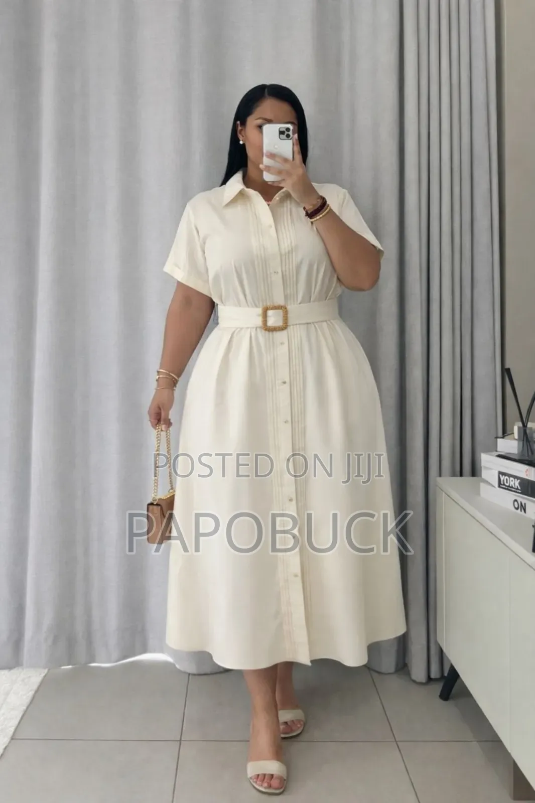 Short-Sleeve Button-Down Shirt Dress