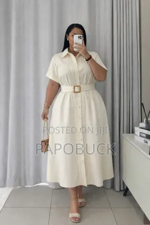 Short-Sleeve Button-Down Shirt Dress