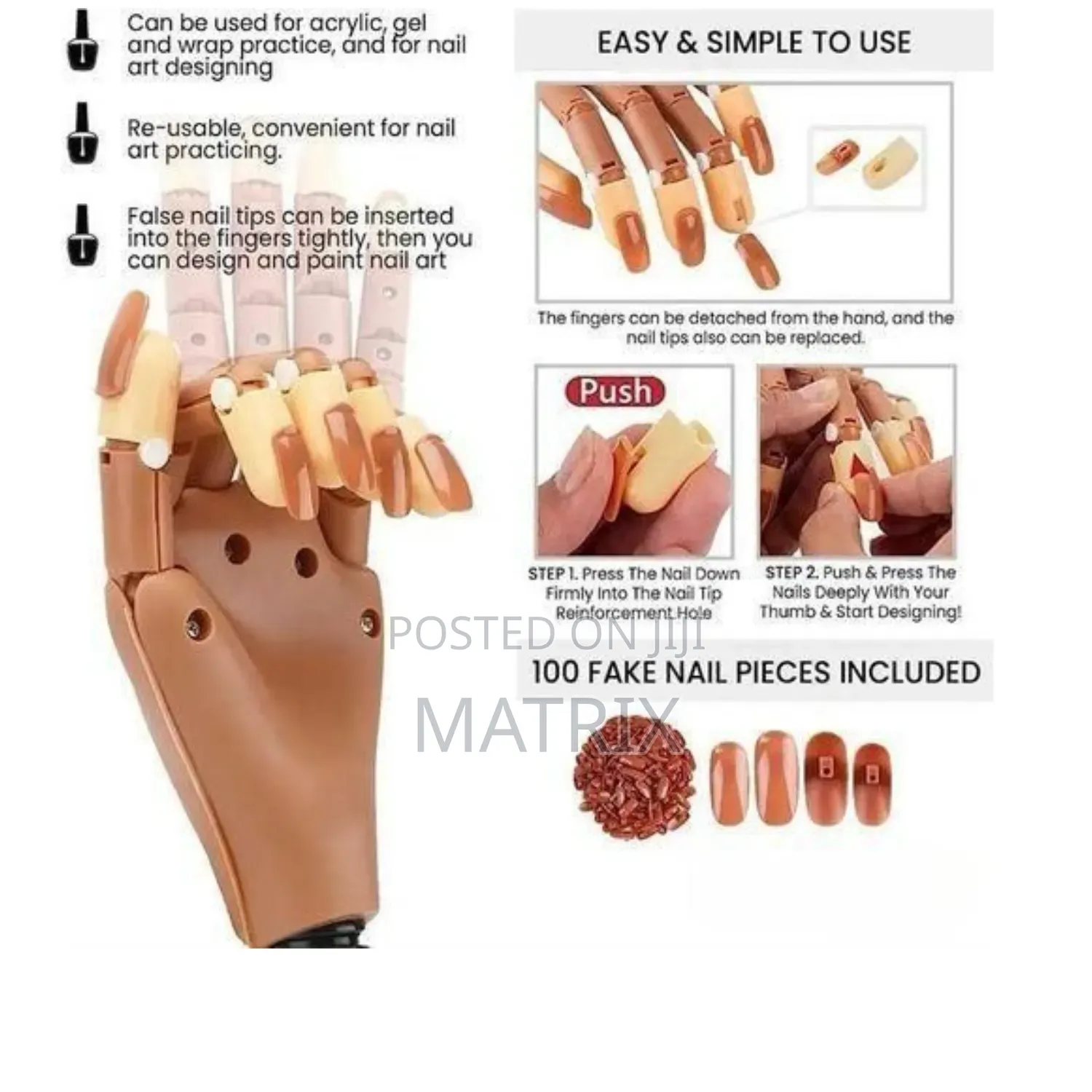 Professional Flexible Nail Art Practice Training Hand