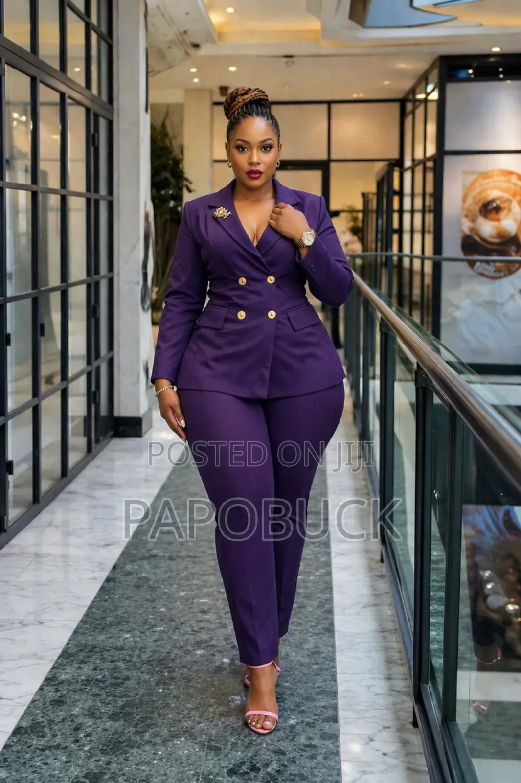 Stylish Plus-Size O Two-Piece Pant Suit Set