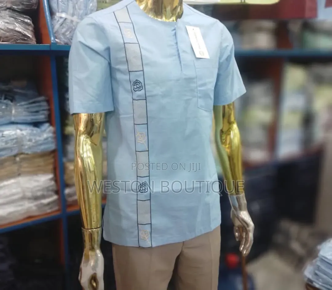 Short Sleeve Vip Linen Shirts for Men African Wear