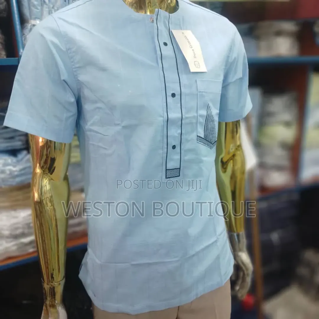 Short Sleeve Vip Linen Shirts for Men African Wear