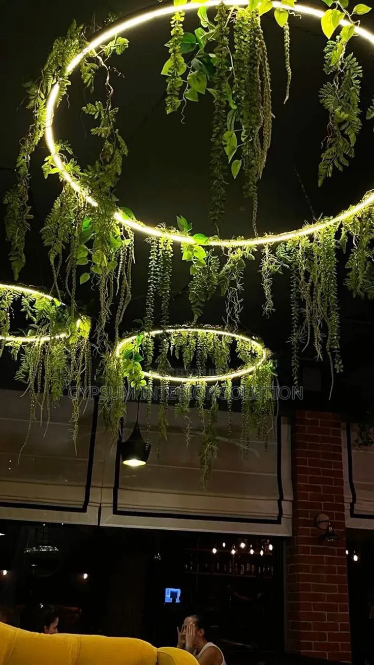 Gypsum Ceiling Design With Artificial Flowers