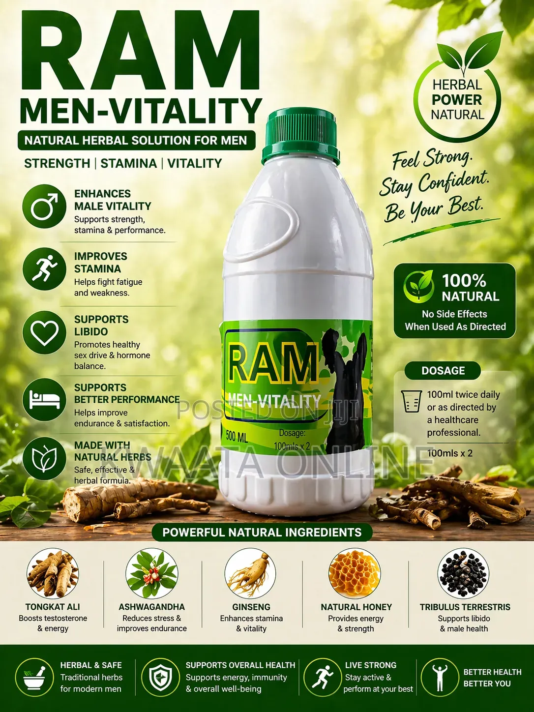 Libido/Stamina,Ram Men-Vitality, Herbal Supplement Formula
