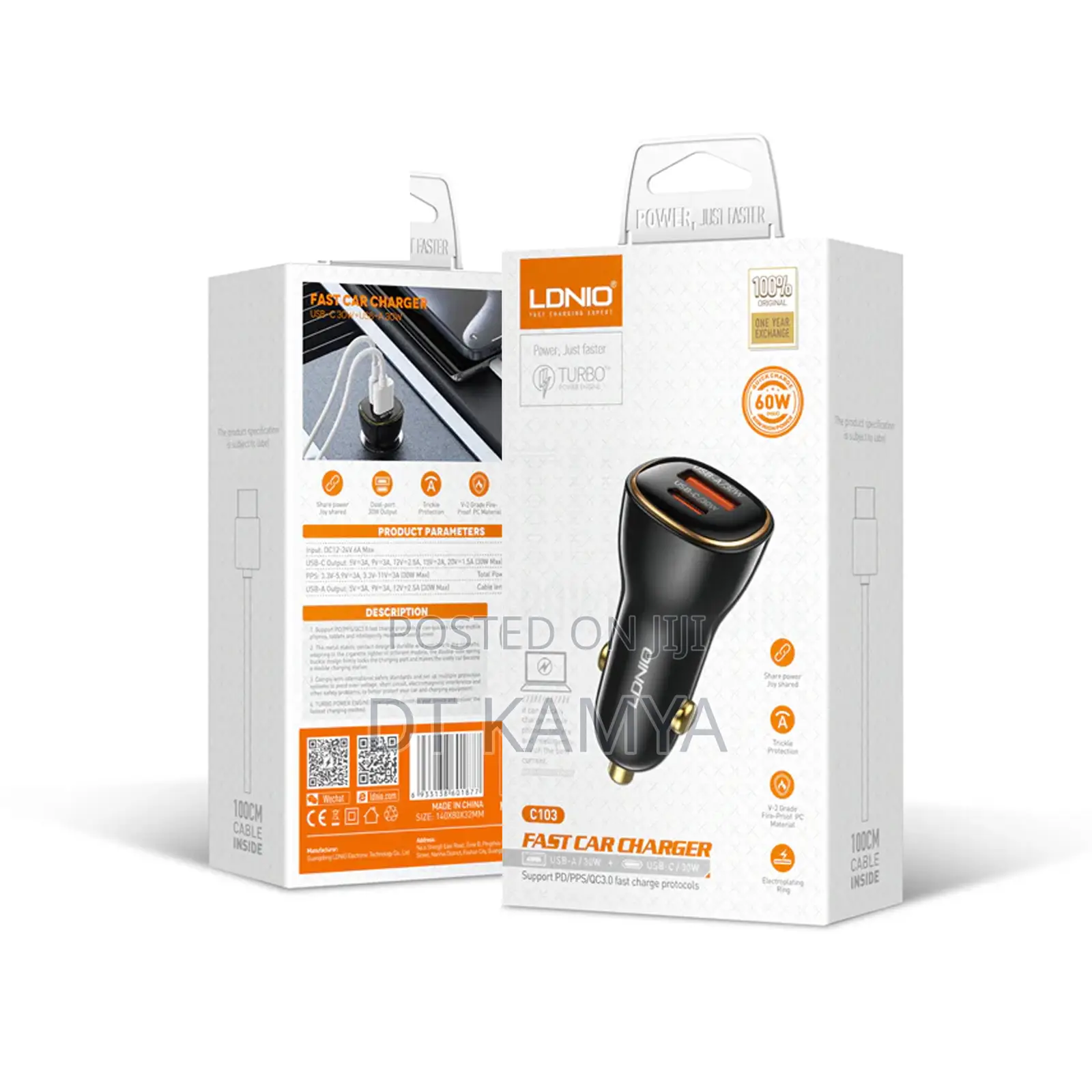 High-Speed Ldnio 60w High Power Usb Car Charger Type-C and Usb-A
