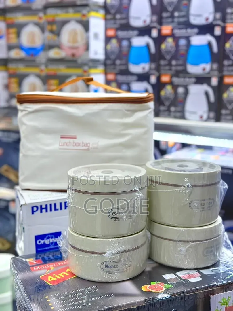 4-Piece Insulated Stainless Steel Lunch Box Set With a Thermal Bag.