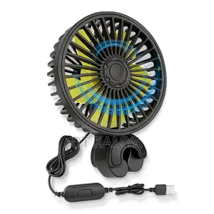 Car Usb Backseat Headrest Fan / 3 Speed / Rotates Strong 360 Cool Air