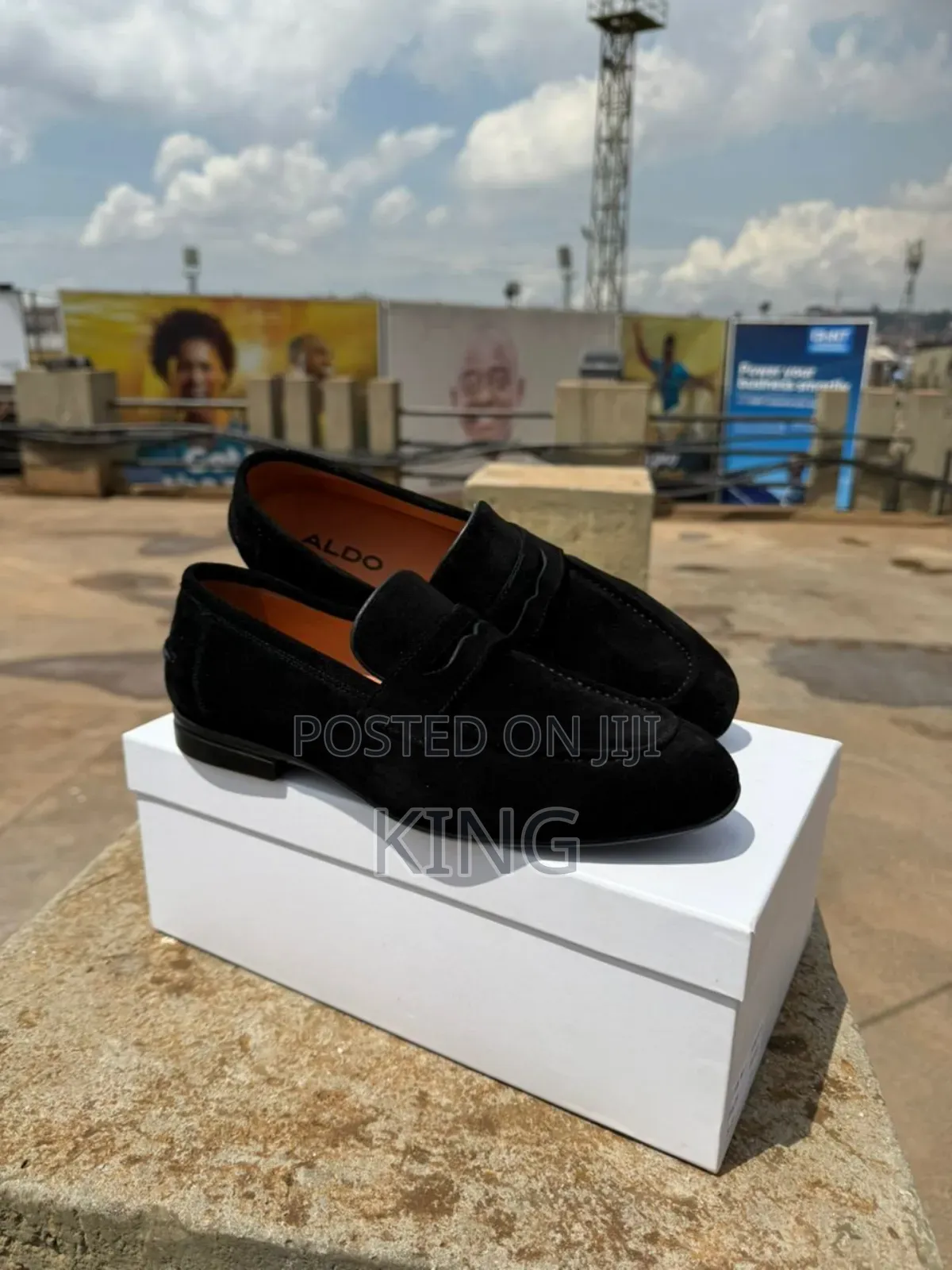 Aldo Black Suede Penny Loafers.