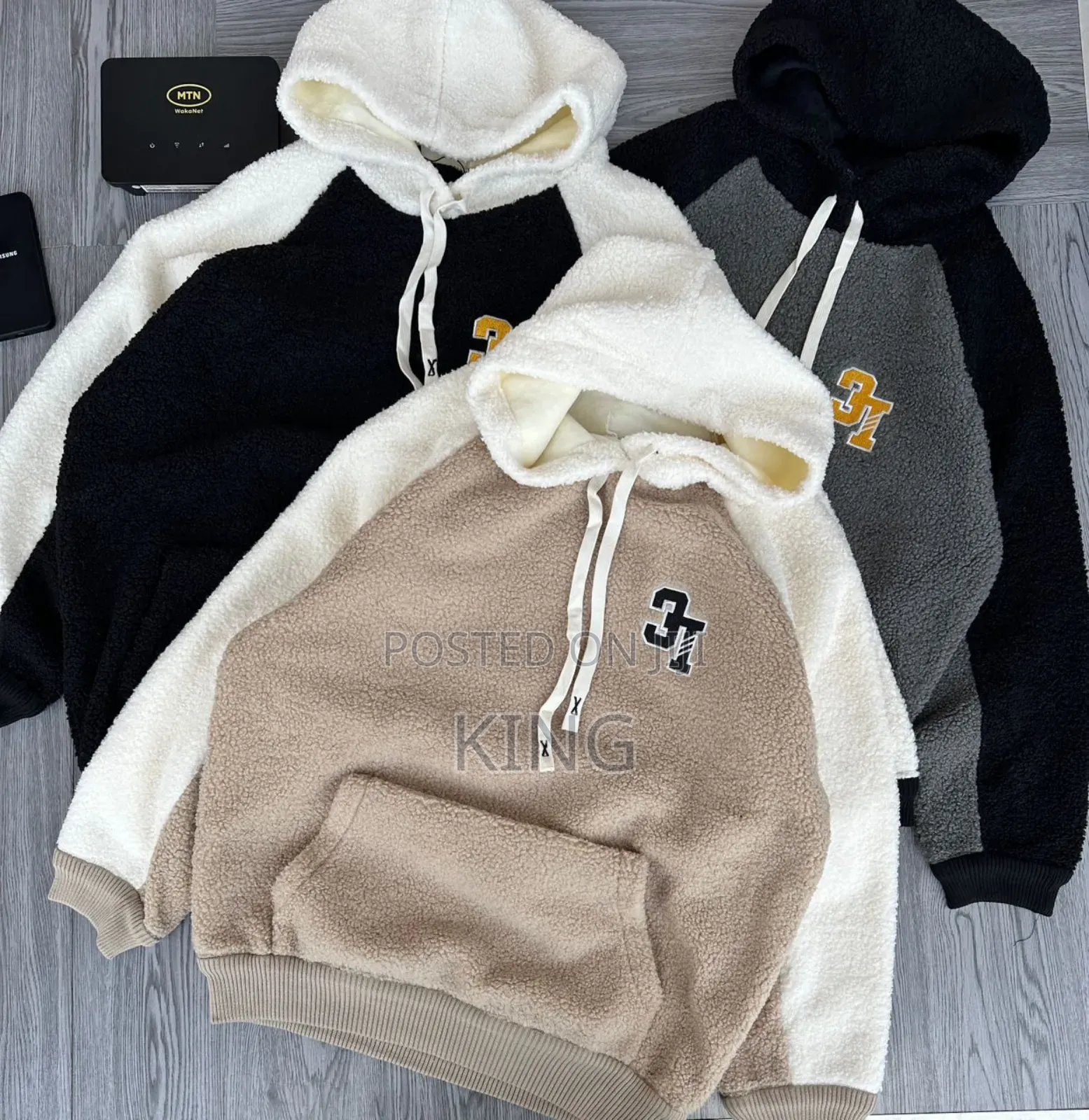 Raven Sherpa-Style Hooded Jumper