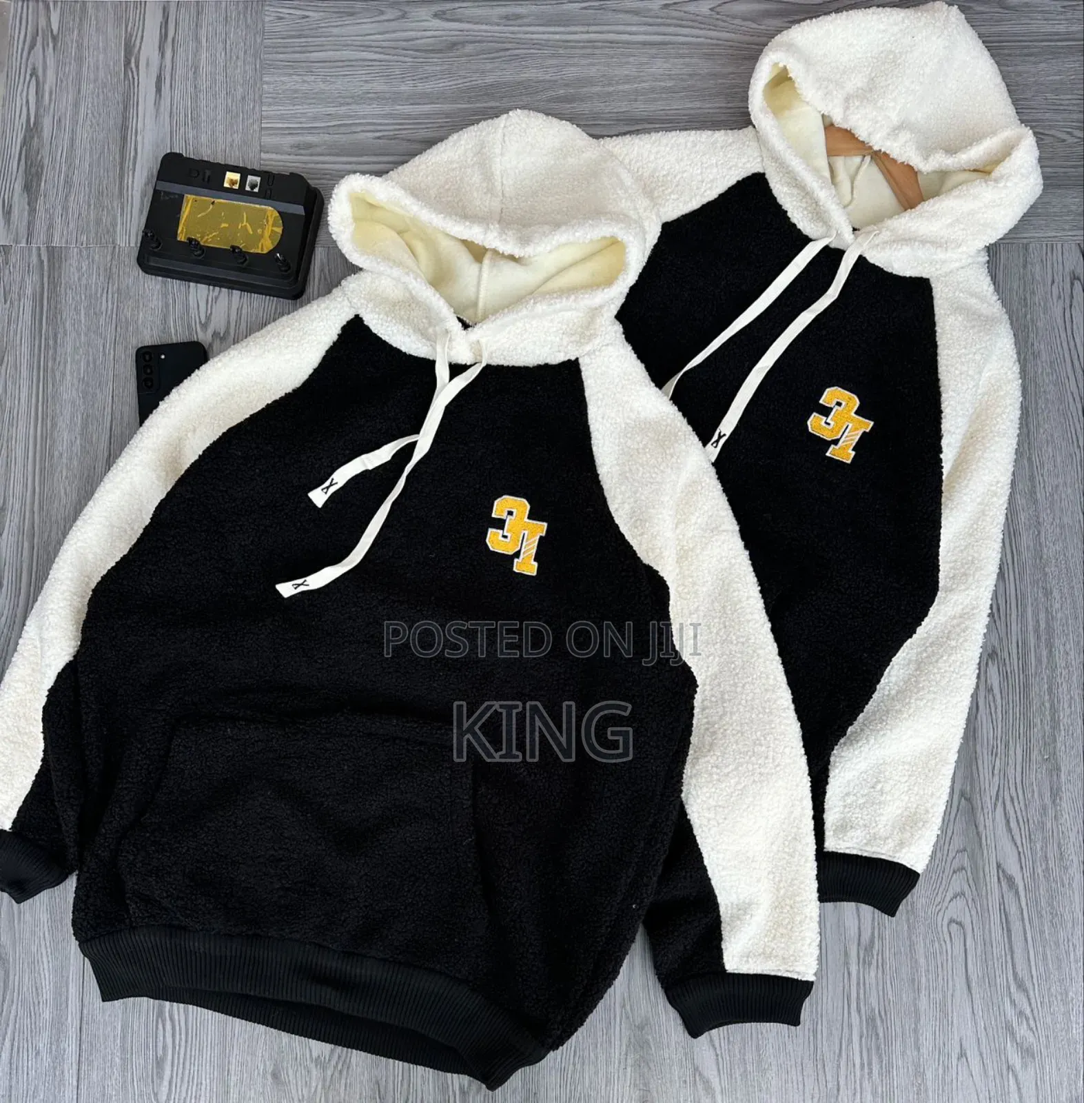 Raven Sherpa-Style Hooded Jumper