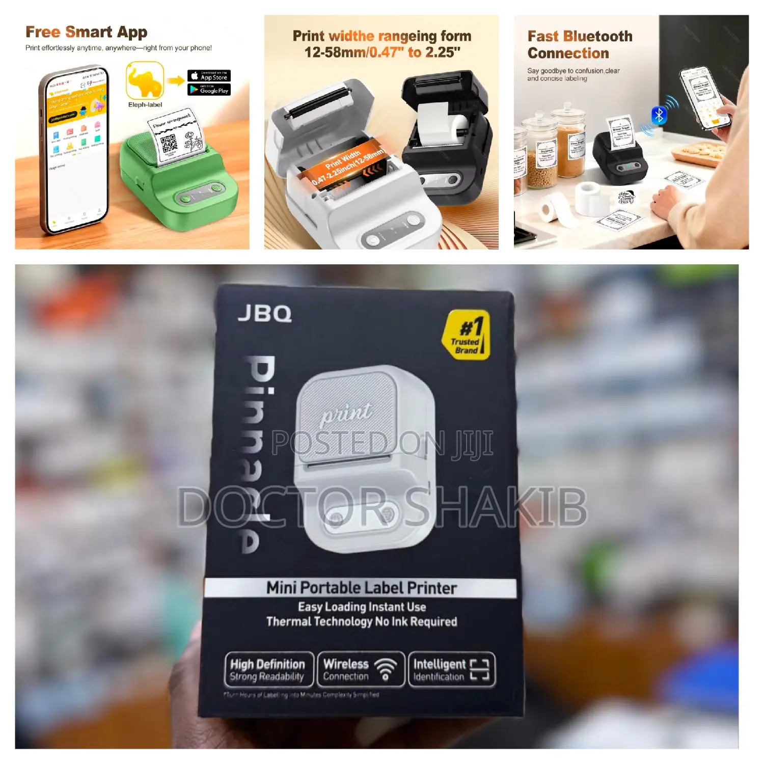 JBQ Pinnacle Mini Portable Label Printer