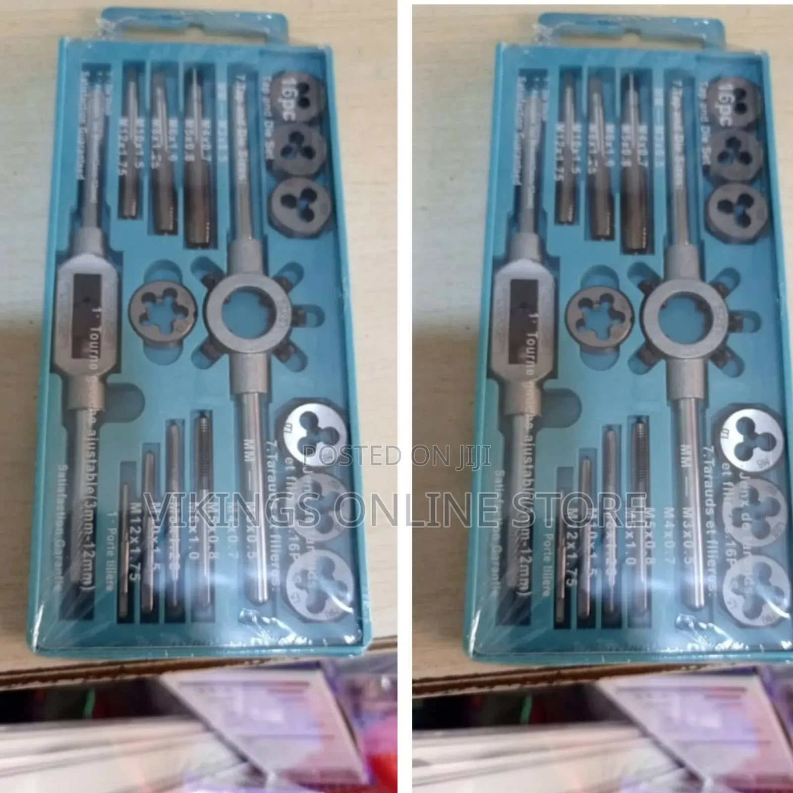 16-Piece Metric Tap and Die Set for Cutting Threads on Bolts and Nuts