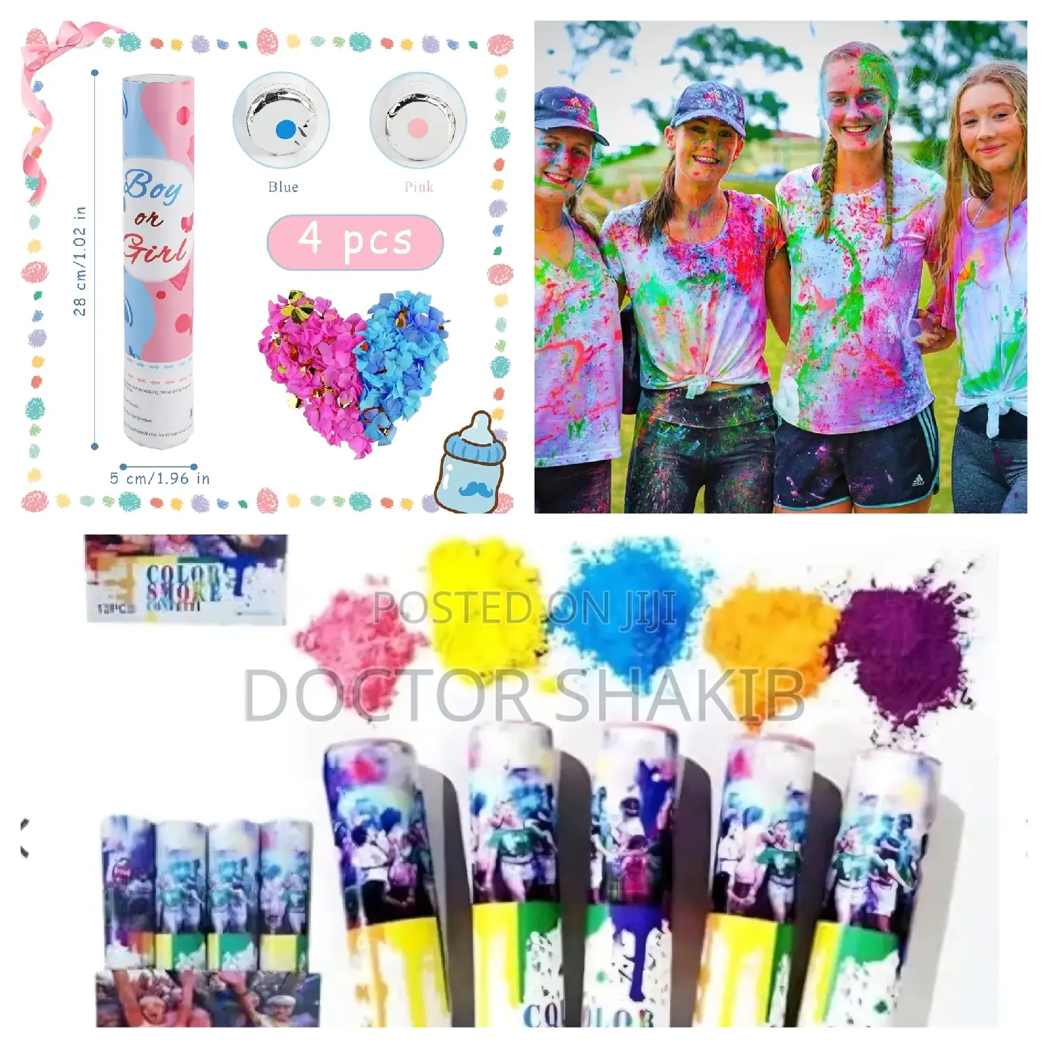 4pcs Color Smoke Confetti Cannons Powder