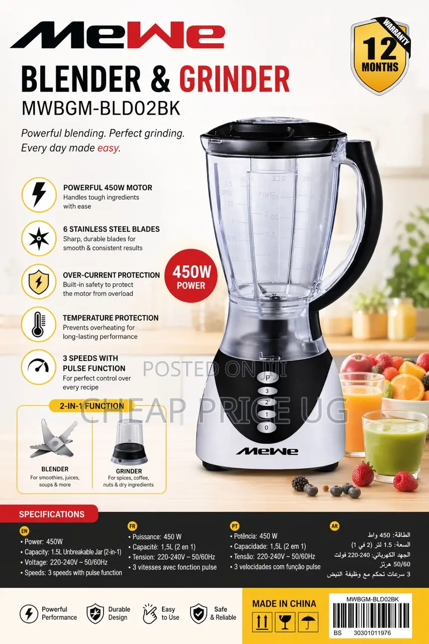 Mewe 2-in-1 Blender Grinder