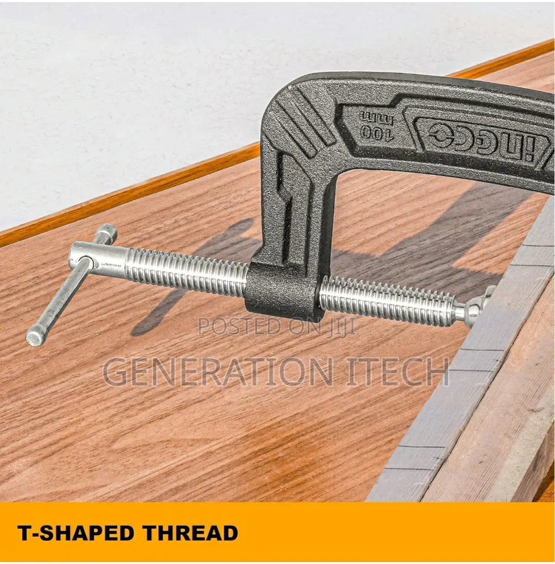 Ingco G-Clamp, 6-Inch Heavy Duty G-Clamp, T-Bar Handle for Carpentry