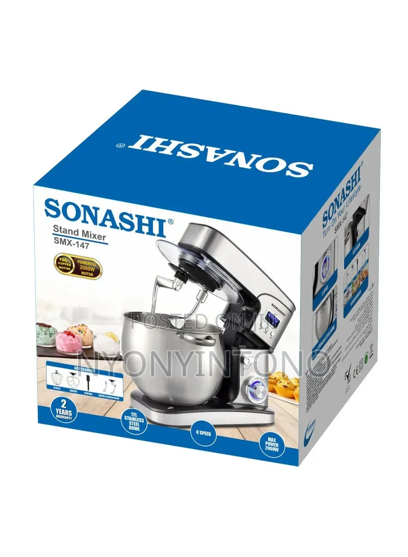 Sonashi 12liters Stand Mixer With 2yrs Warranty