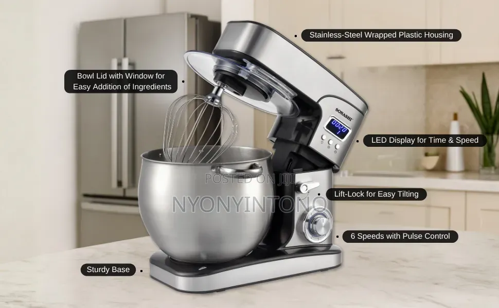 Sonashi 12liters Stand Mixer With 2yrs Warranty