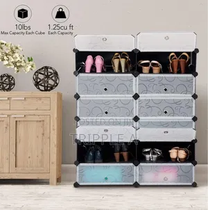 Modular Plastic Wardrobe 12 Cubes , Shoe Rack