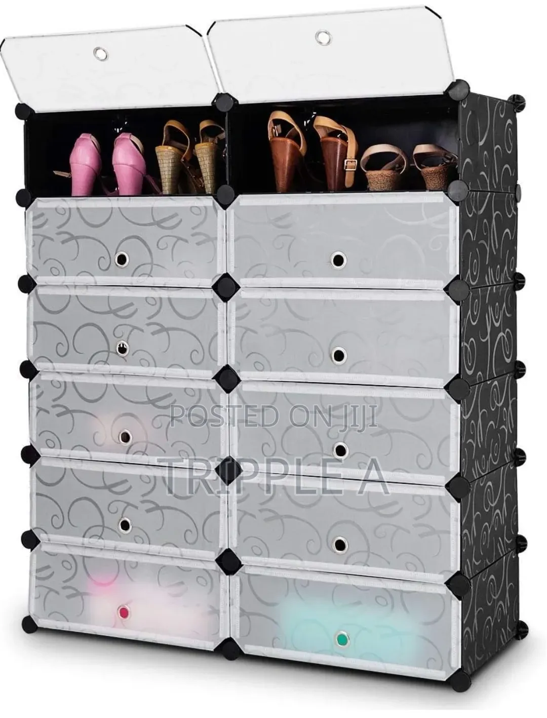 Modular Plastic Wardrobe 12 Cubes , Shoe Rack