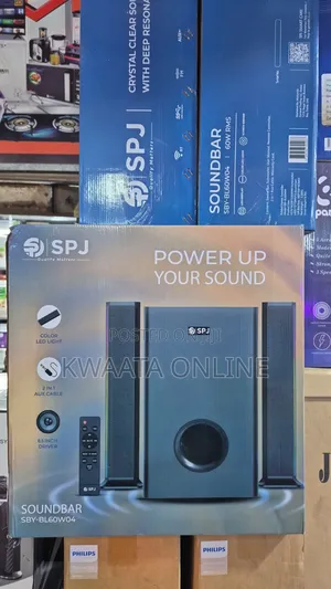 Spj Soundbar 60w Subwoofer 2-in-1 With Usb/Aux Home Theater System