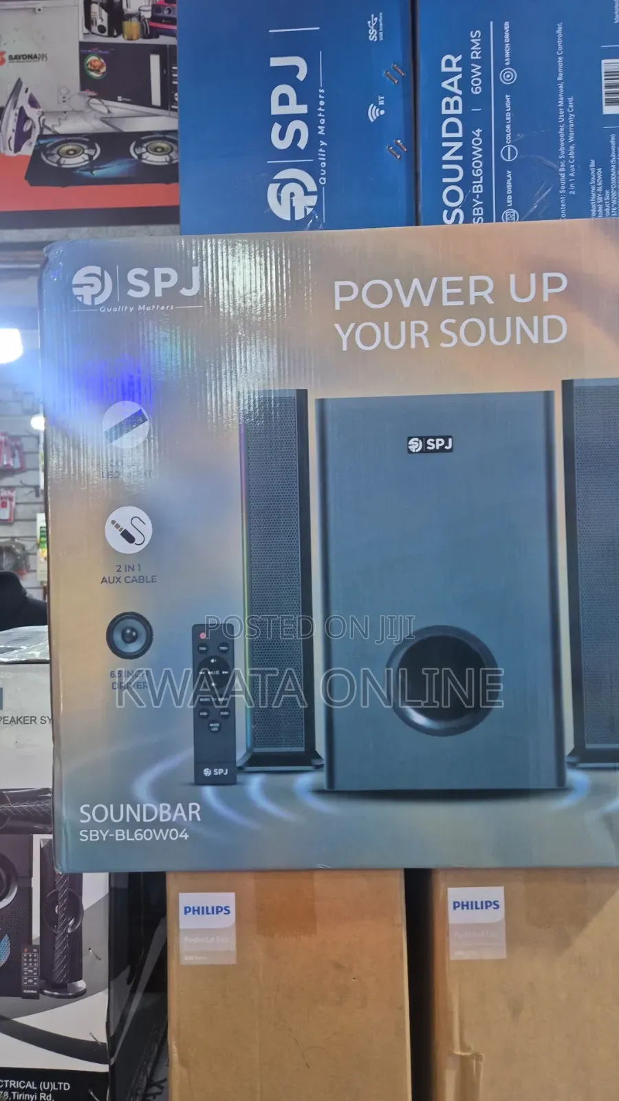 Spj Soundbar 60w Subwoofer 2-in-1 With Usb/Aux Home Theater System