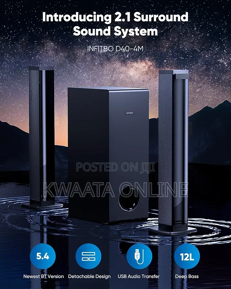 Spj Soundbar 60w Subwoofer 2-in-1 With Usb/Aux Home Theater System
