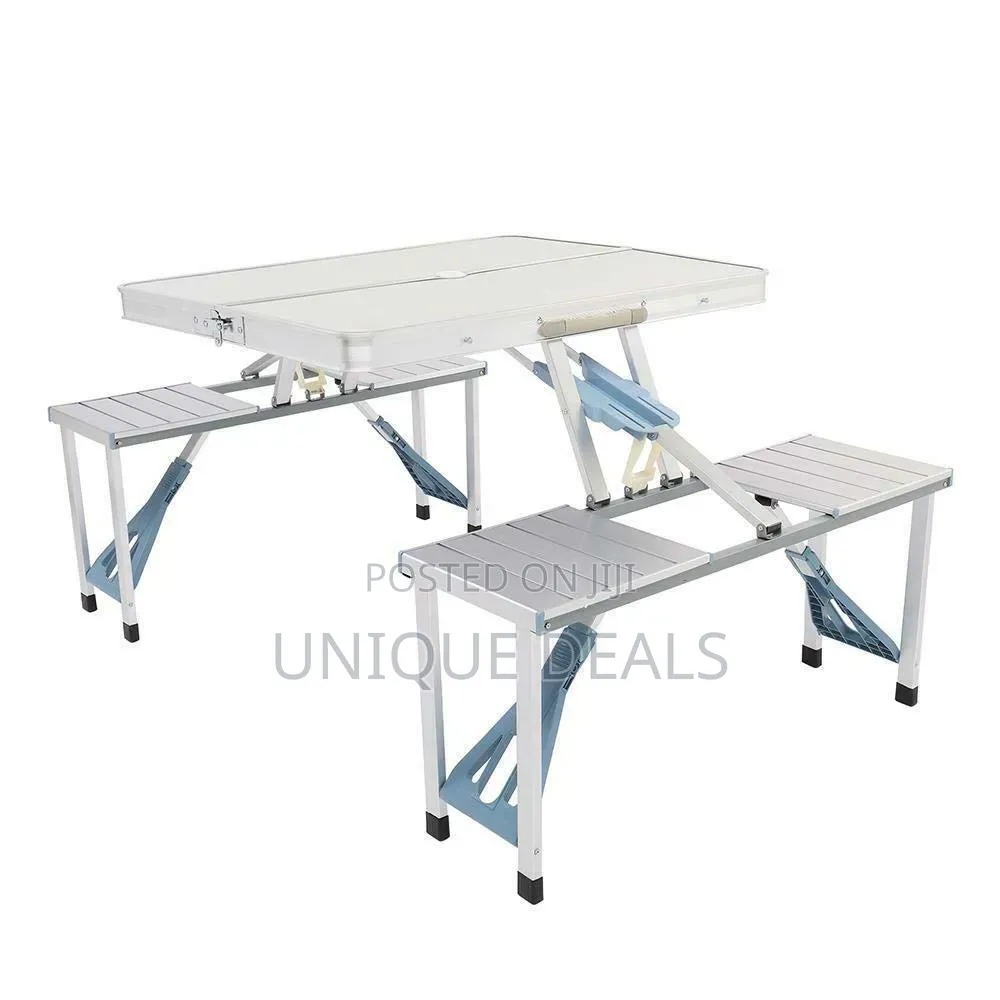 Aluminum Folding Camping Picnic Table With 4 Bench Chair