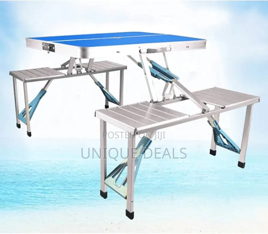 Aluminum Folding Camping Picnic Table With 4 Bench Chair