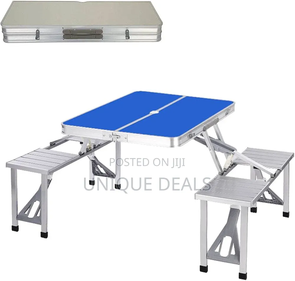 Aluminum Folding Camping Picnic Table With 4 Bench Chair