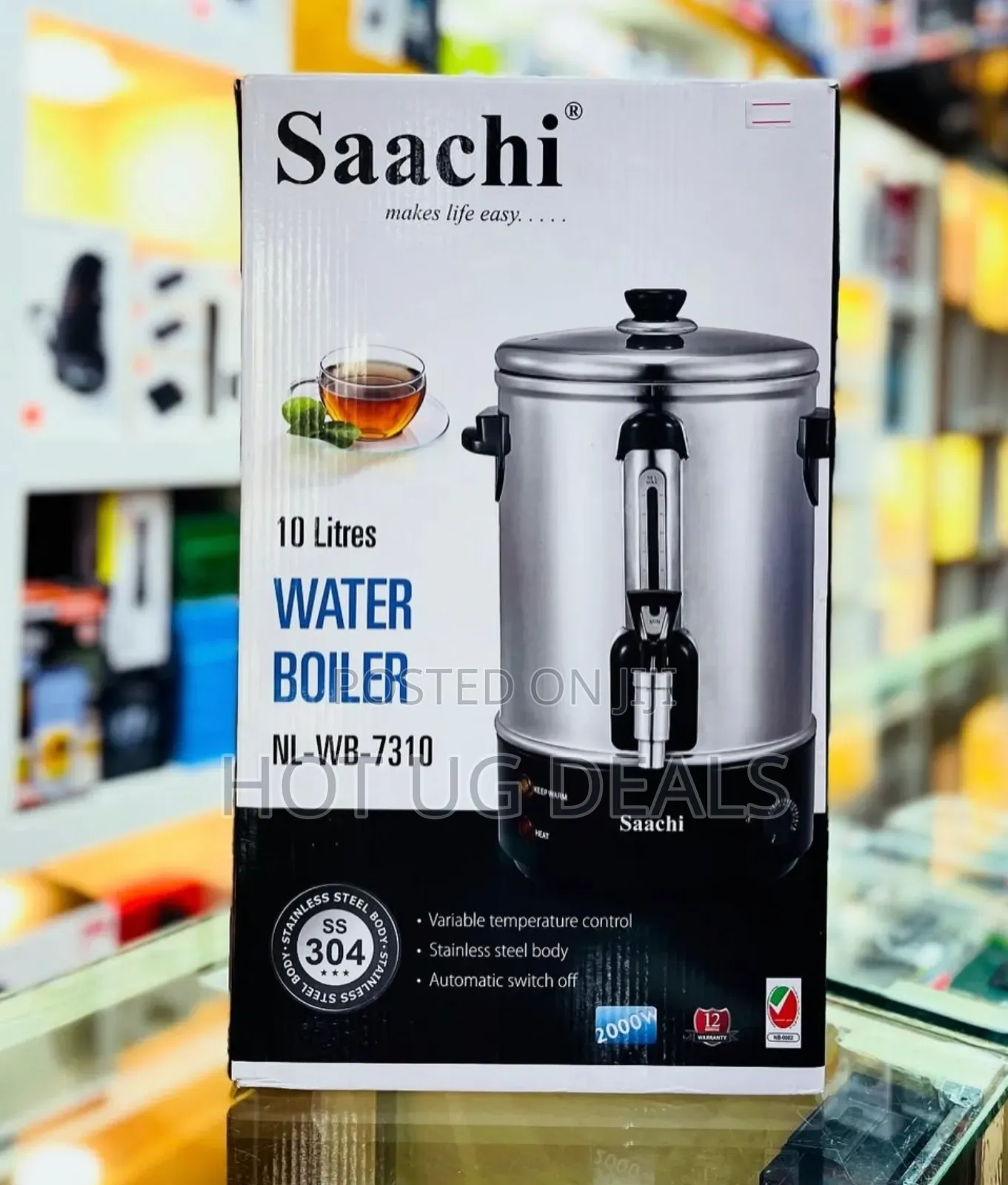 Saachi 10l Electric Water Boiler, Stainless Steel With Tap