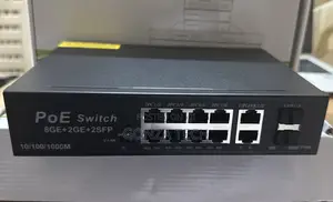 Poe Switch 8-Port Gigabit + 2 Uplink + 2 SFP Fiber