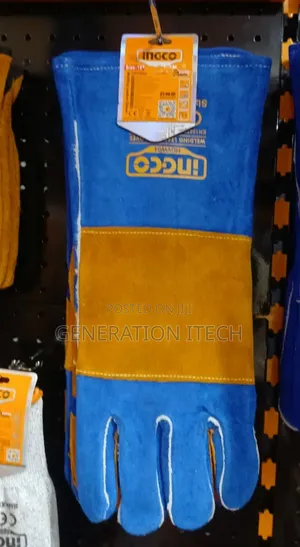Ingco Hgvw04 Blue Leather Welding Gloves.
