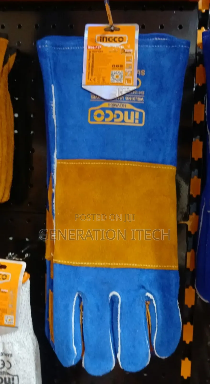 Ingco Hgvw04 Blue Leather Welding Gloves.