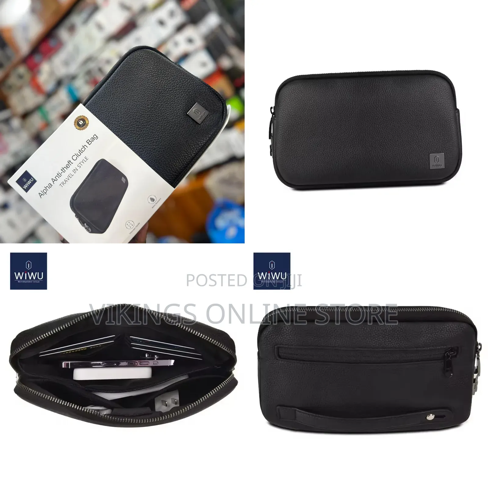 Wiwu Coded Lock Clutch Bag: Anti-Theft, Waterproof, Phone Power Bank