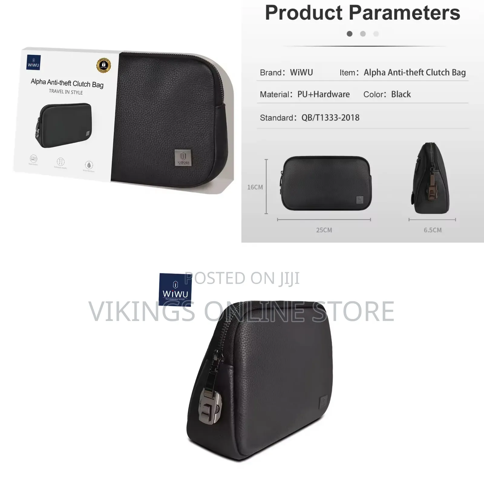 Wiwu Coded Lock Clutch Bag: Anti-Theft, Waterproof, Phone Power Bank