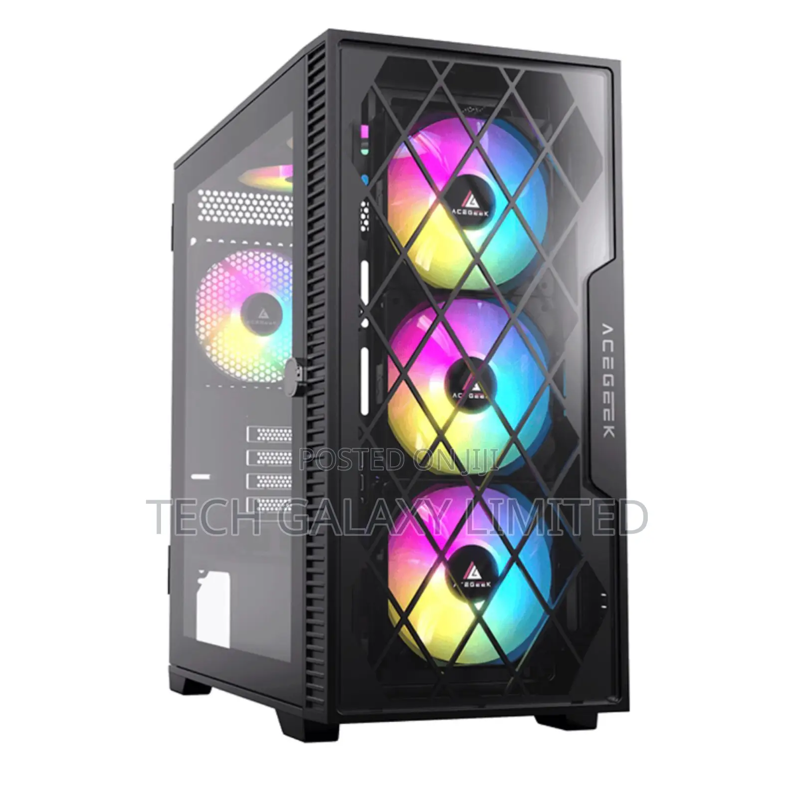 Acegeek Darkfate Pc Case With 4 Installed RGB Fans and Tempered Glass