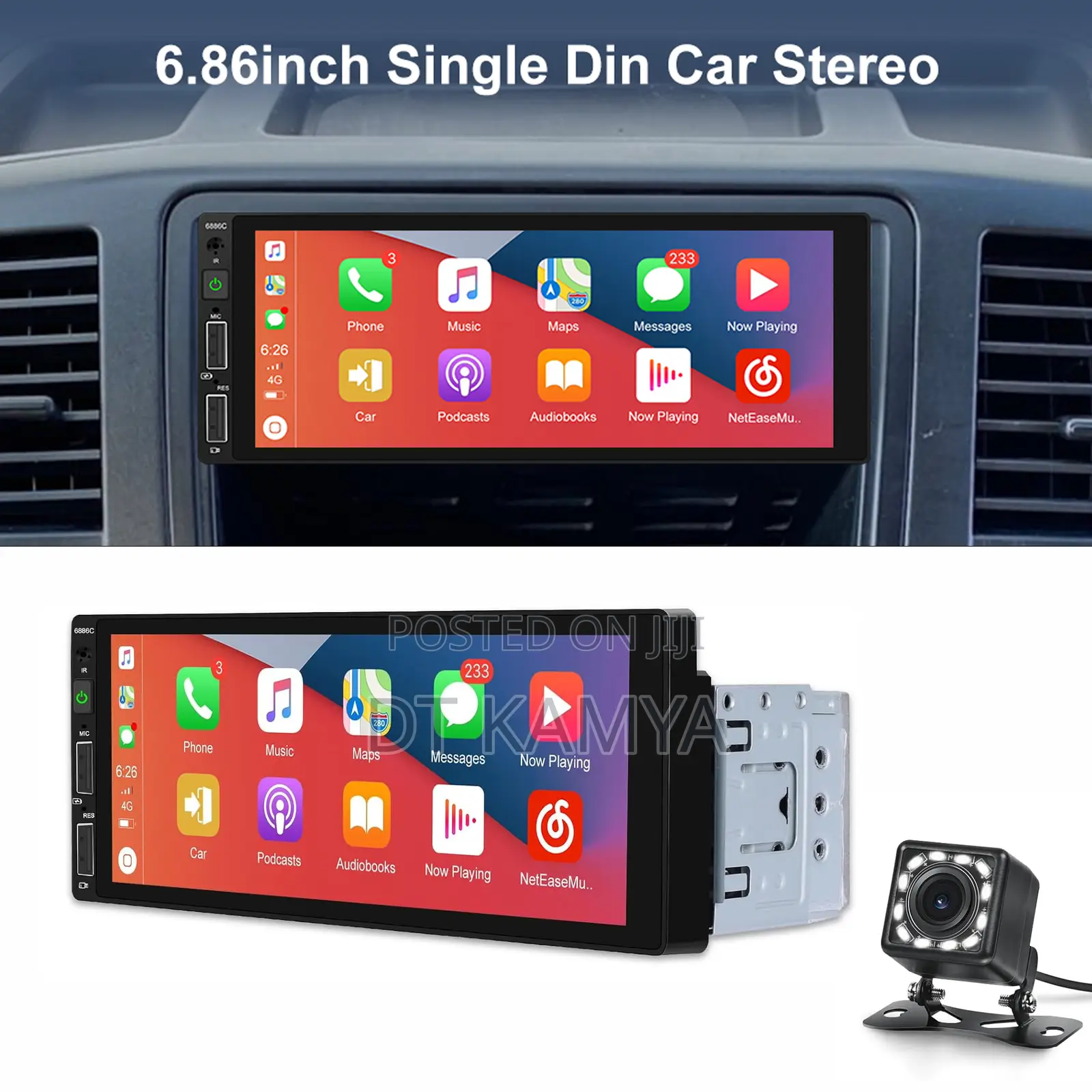 Single Din Touchscreen Android Radio / Am/Fm Radio / Bluetooth / Usb-C