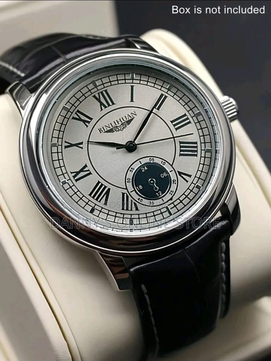 Men's Casual Fashion Round Quartz Watch, Pu Leather Strap.