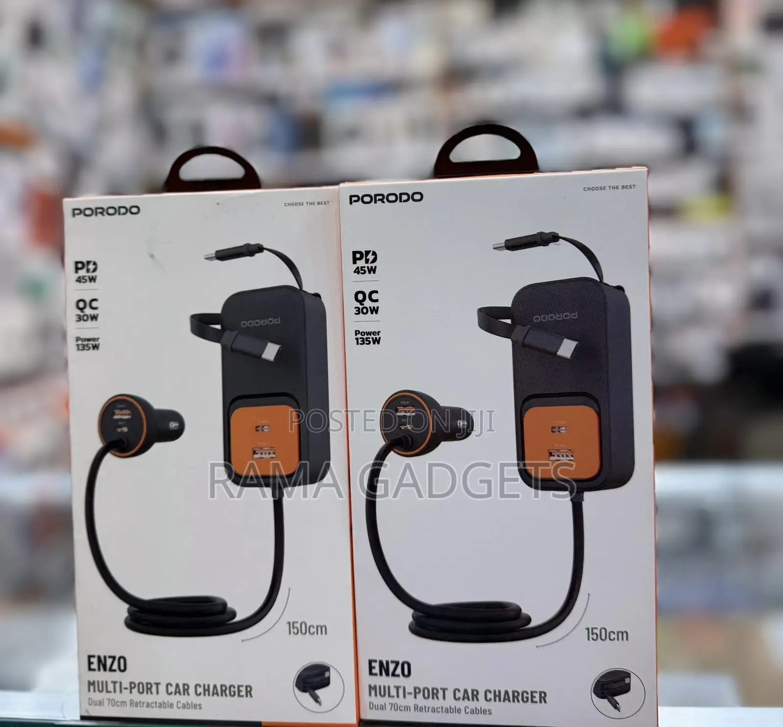 Porodo Enzo Multi-Port Car Charger.