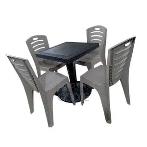 4-Seater Plastic Armless Chair Set With a Matching Center Table