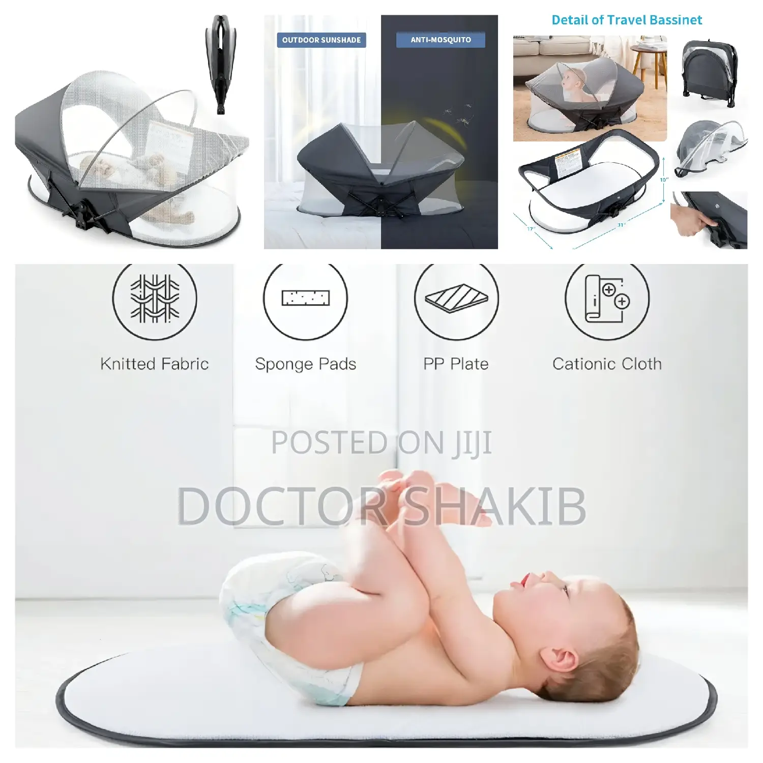Portable, Foldable Baby Travel Bassinet Or Crib