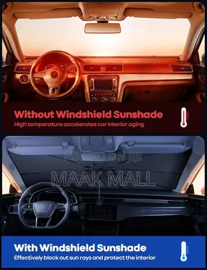 Car Windshield Sunshade Umbrella, 360° Bendable 10-Rib Fiberglass