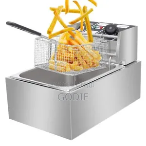 Stainless Steel Single Electric Deep Fryer, 6 Litres - Silver