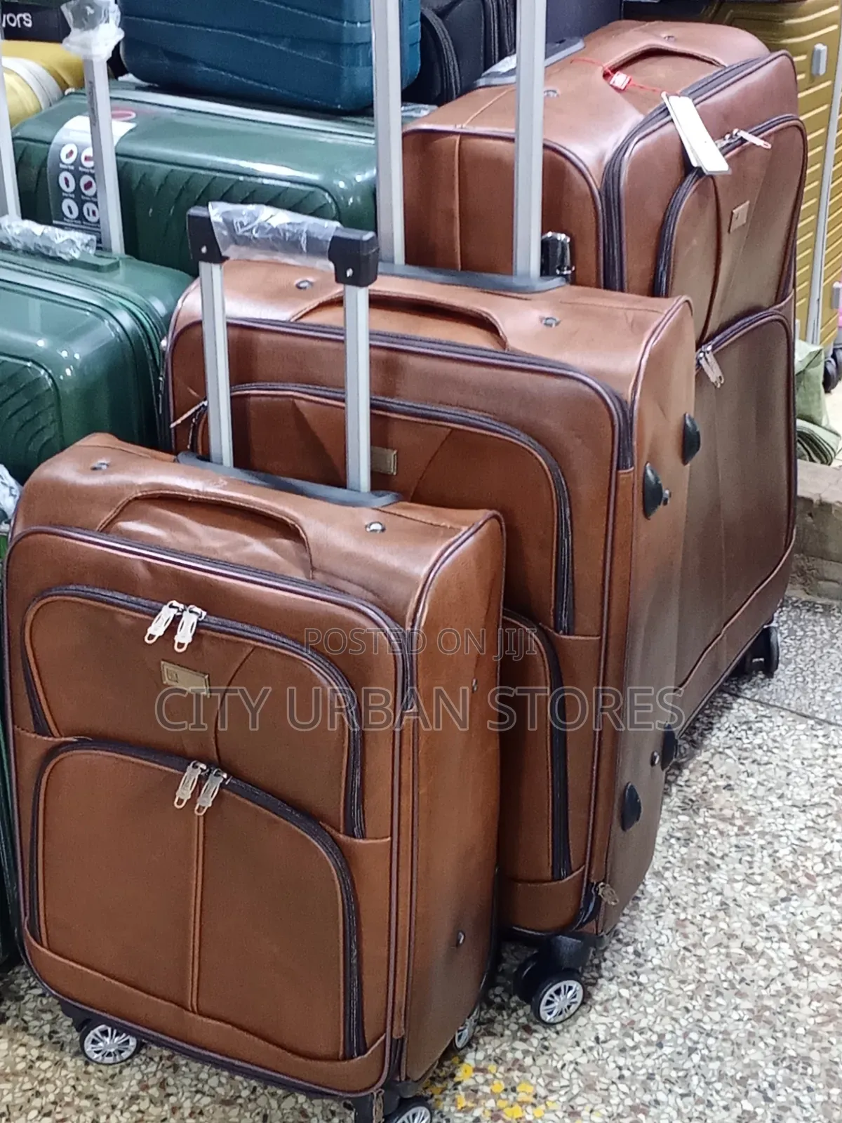 3pcs Full Set Leather Suitcase