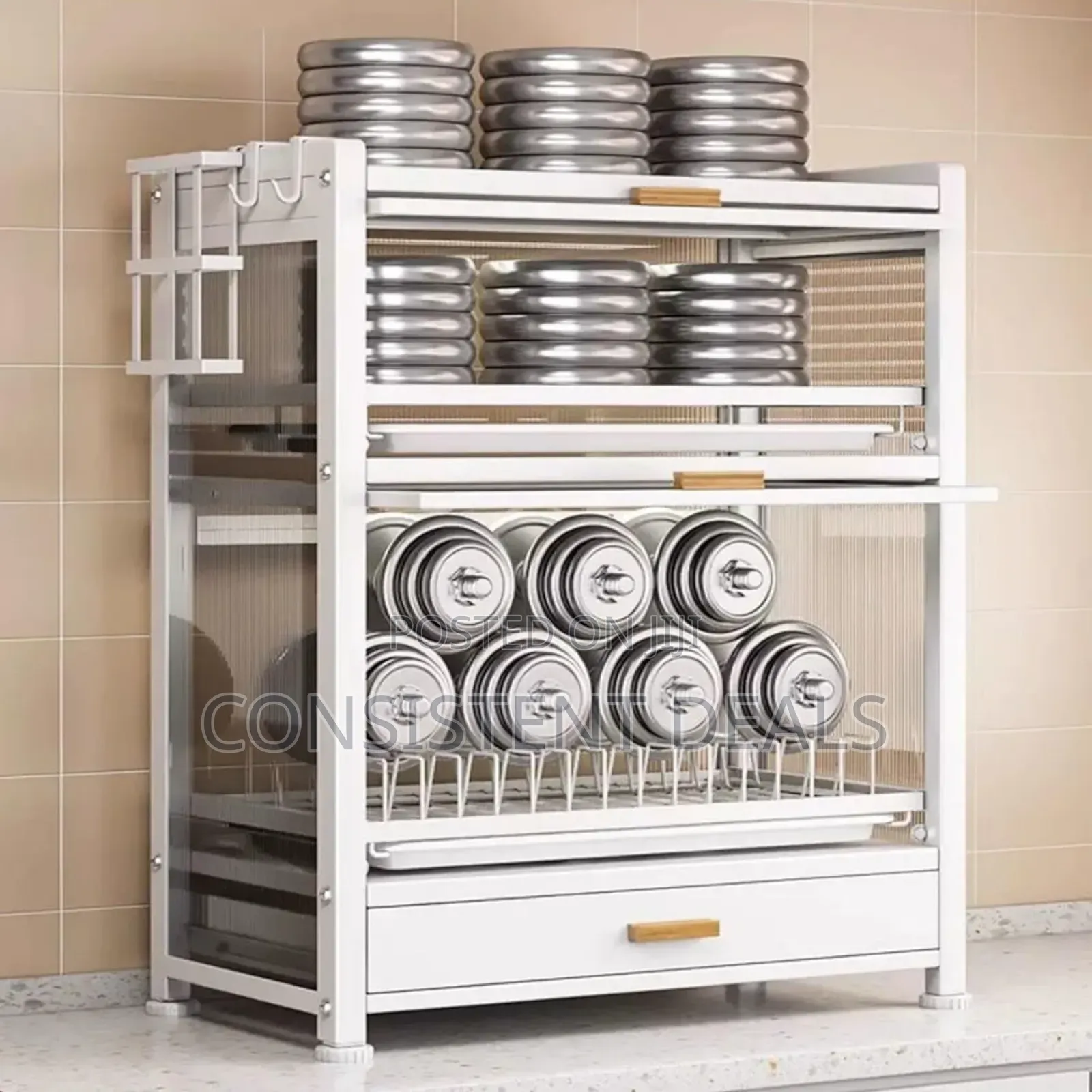 Kitchen Countertop Dish Storage Cabinet With Drawers