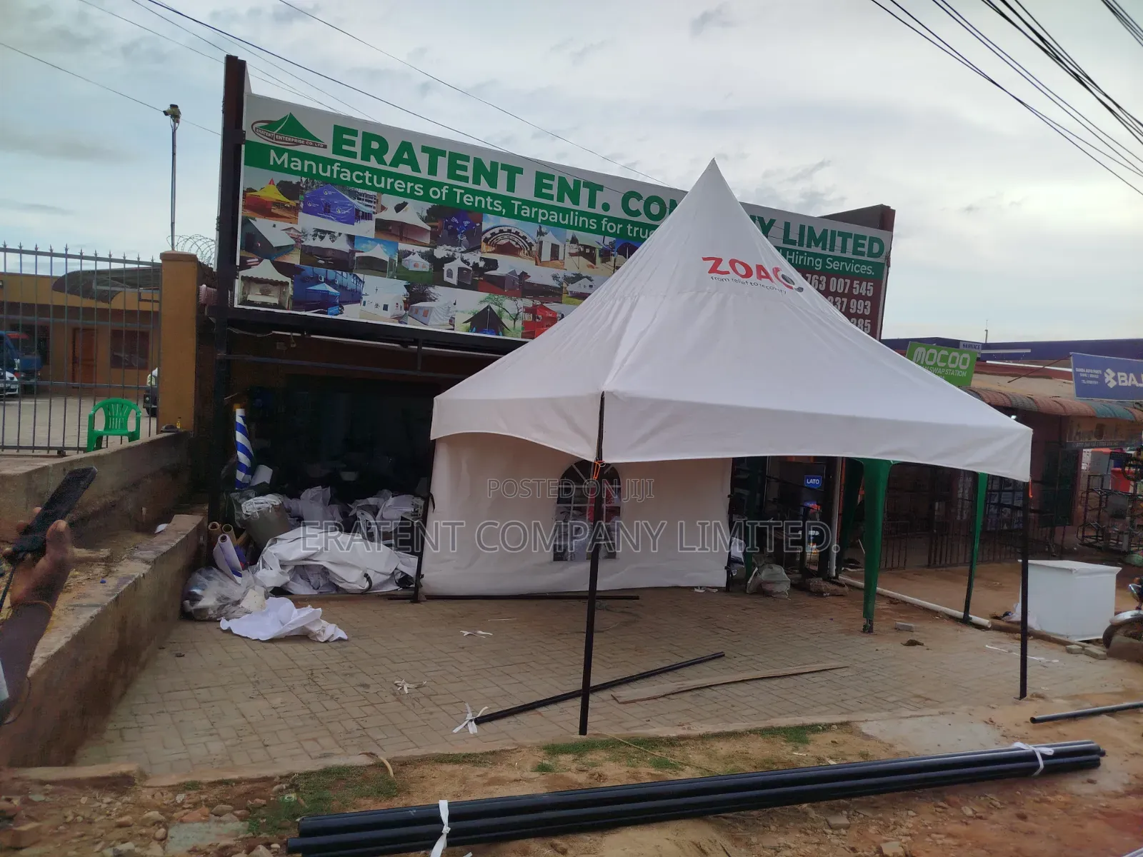 4mx4m Tent in Strong Materials Branded With Logo With Side Flaps.