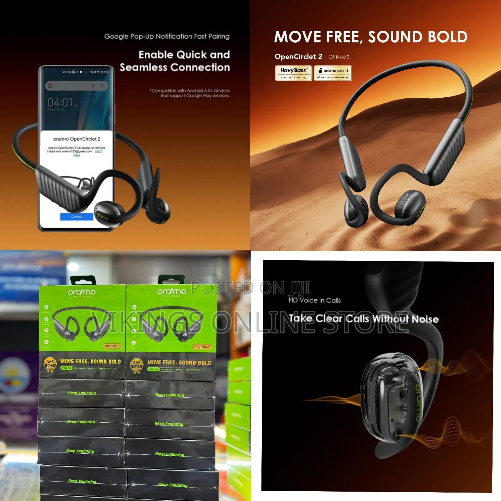 Oraimo Opencirclet 2 Ipx5 Steps Tracking Open-Ear Headphones