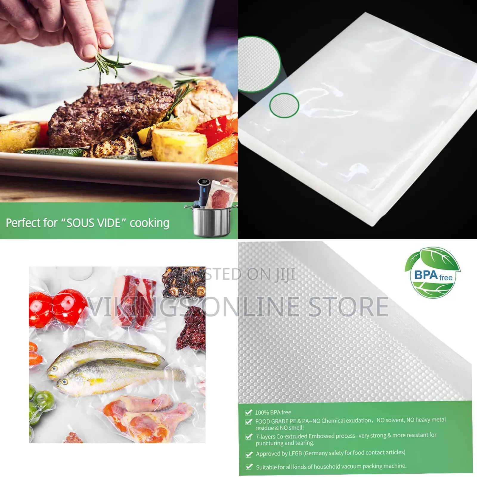 Precut 20 X 30cm Bpa-Free Food Grade Vacuum Sealer Bag Foldable