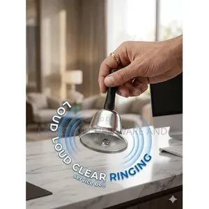 Loudly Clear Hand Bell Silver With Black Wooden Handle Craft Bells