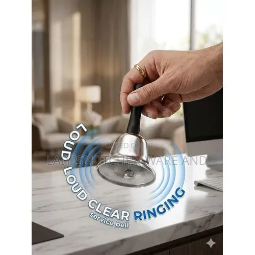 Loudly Clear Hand Bell Silver With Black Wooden Handle Craft Bells